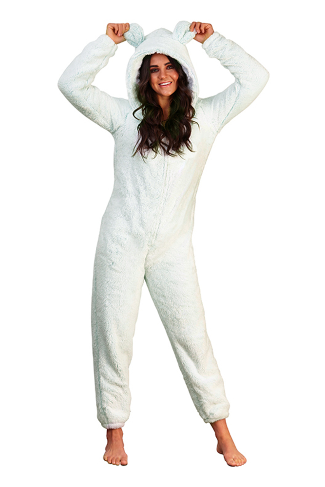 Womens Teddy Bear All In One Luxury 3D Character Novelty Sherpa Fleece Hooded Pj | eBay